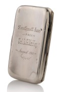 LORD & LADY TENNYSON: Antique sterling silver cigarette case engraved "FROM Their Excellencies Lord & Lady Tennyson, August 1902" and on reverse "Southwell Jones, FROM Col. L. G. Madley., August 1906", made by Arthur Cook, Birmingham, circa 1901, 8cm, 57 - 2