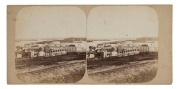 WILLIAM HETZER (active in New South Wales 1850 - 1867), stereoview card of MILLER'S POINT from the Flagstaff, circa 1858 stereoscopic albumen print photographic pair, each approx. 80 x 74mm and laid down on the original plain grey card, overall 82 x 172mm