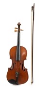 JOHANNES PAVO. of Melbourne, antique violin with impressive fiddleback blackwood back, with bow in case, bearing paper label "JOHANNES PAVO. Melbourne, 1880", - 3