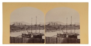 TASMANIAN STEREOVIEW CARDS, circa 1860s-70s, two with SAMUEL CLIFFORD labels verso (both related to Government House), plus two others with Government House annotations verso, and one with mss note "Roy. Soc. Gardens & Government House, Hobart Town). (Total: 5).