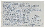 Daryl LINDSAY (designer), 1938-39 Christmas Card for The Russian Ballet, then touring Australia; with lithographed cover depicting balletic koalas, signed in the plate at lower right. Internally, with facsimile autographs of the dancers and greetings from - 2