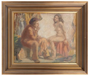 JACK NOEL KILGOUR (1900-1987), Artist and model, oil on board, signed lower right "J.N.K.", 30 x 37cm, 43 x 50cm overall