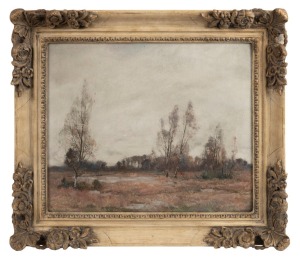 WILLIAM THOMAS WOOD (1877-1958), untitled landscape with birch trees, oil on board, signed lower left "William T. Wood, '97", 37 x 45cm, 52 x 60cm