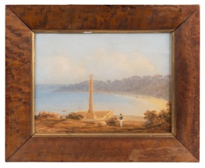 ARTIST UNKNOWN, view of La Perouse Memorial, La Perouse, Sydney, Circa 1870s, watercolour, faded ink inscription verso (mostly illegible), in a period maple frame with gilt slip, 22 x 30cm, 33.5 x 44cm overall