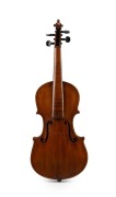 A rare antique Australian violin, crafted from eucalypt and fiddleback blackwood, 19th century, housed in a period fiddleback blackwood and cedar case with blue velvet lined interior, 60.5cm long - 4