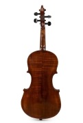 A rare antique Australian violin, crafted from eucalypt and fiddleback blackwood, 19th century, housed in a period fiddleback blackwood and cedar case with blue velvet lined interior, 60.5cm long - 5