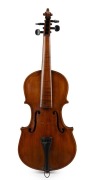 A rare antique Australian violin, crafted from eucalypt and fiddleback blackwood, 19th century, housed in a period fiddleback blackwood and cedar case with blue velvet lined interior, 60.5cm long - 6