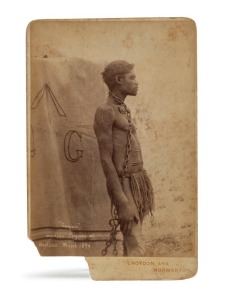 ALPHONSE CHARGOIS (1860-1936), Cumjam Murdered Ferguson at Mentana, March, 1894, albumen paper print, 15 x 10cm, laid down on the photographer's cabinet card from which the name has been excised. Printed text on image and margin lower left and right "Cumjam murdered Ferguson at Mentana March 1894". Provenance: The Denis Joachim Collection, Part II, Melbourne, 28/06/2017, Lot No. 27.