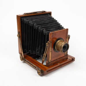 4¾ x 6½" plate triple-extension field camera, with J. Lancaster & Sons lens.