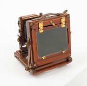BOOTS:&nbsp;3⅛ x 4⅛" plate triple-extension field camera, c. 1910, with Ross London Symmetrical Anastigmat 5&frac12;" f8 lens [#58927] and roller-blind shutter. - 3