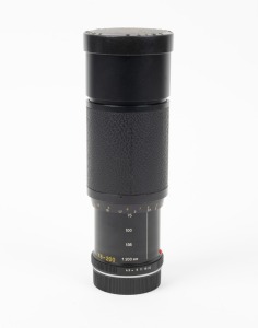 LEITZ: Vario-Elmar-R 75-200mm f4.5 lens [#3189637], c. 1981, with front and rear caps.