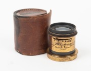 DALLMEYER: No. 4 Stigmatic Series II brass portrait lens [#72829], c. 1890s,&nbsp;with lens diameter of approx. 33mm, total height of 56mm, and&nbsp;f6/8/11/16/22/32/45 aperture markings, together with leather case.