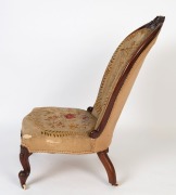 [CIRCLE OF LOUISA ANN MEREDITH] A rare and significant cedar chair with native wildflower embroidery in the manner of Louisa Ann Meredith, the top back of the chair has a rare carved HOBART TOWN Coat of Arms incorporating the latin "Sic Fortis Hobartia [C - 6