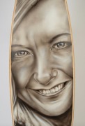 LAYNE BEACHLEY&nbsp;surfboard&nbsp;painted with portrait of the World Champion surfer by artist by DANIEL JOYCE,&nbsp;signed by Layne Beachley, 188cm high - 3