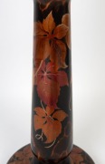 MARGUERITE MORAN Tasmanian huon pine turned pedestal with poker work and hand-painted birds of paradise decoration, circa 1930s, 92cm high - 5