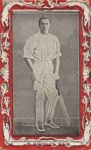 1910 Wills (Australia) "Australian & South African Cricketers" (Red borders, with "Vice Regal" on reverse) [32/37]. 12 with dark background, others light. Poor/VG.