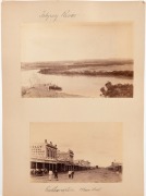 [NORTHERN TERRITORY] Port Darwin, photograph, circa 1880s, 15.5 x 21cm laid down on album page backed with two additional photographs, "Fitzroy River" (12 x 18cm) and "Rockhampton - Main Street" (10 x 15cm), all annotated in a neat hand. (3). - 3