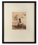 "An Aboriginal of Queensland - Australia", circa 1880, albumen paper photograph laid down on paper and annotated in pen below the image; 22 x 17cm; framed and glazed, overall 53 x 42.5cm. - 2