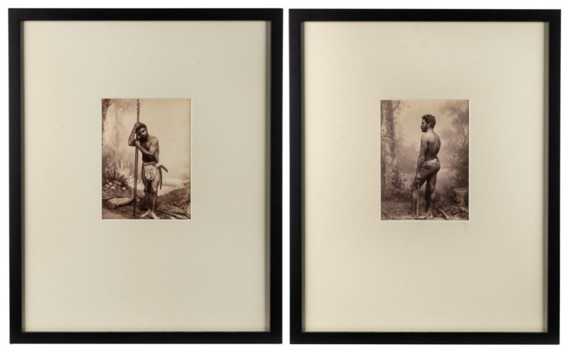 HENRY KING & CO., Australian Aboriginals of NSW, circa 1885, two albumen paper photographs, each 19.5 x 14.5 cm, and individually framed, both 53 x 43.5cm overall. Provenance: The Denis Joachim Collection Part II, 28 June 2017, Lot 49 (part).