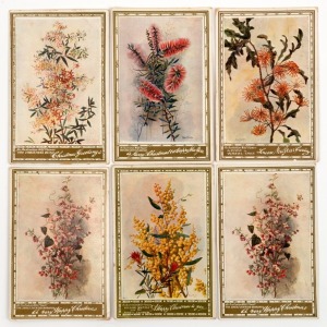 POSTCARDS: MARGARET FLOCKTON (1861-1953) group of "The H. & B. Series Postcards", circa 1905, each with a beautiful colour lithographic reproduction of one of Flockton's floral illustrations, presented as New Year or Christmas greetings. (6).