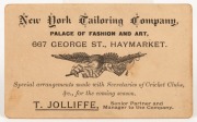 TUTTLE & CO., SYDNEY: An original carte-de-visite, circa 1880s, with an albumen paper photograph of the Australian professional rower, WILLIAM "BILL" BEACH, World Sculling Champion 1884-87; the back of the card devoted to an advertisement for the "New Yor - 2