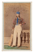 CARTES-DE-VISITE - SPORTING SUBJECTS: Two unknown cricketers (one hand coloured, the other by M.Moss of West Maitland, N.S.W.), a sprinter (hand coloured, by The Royal Studio, George St., Sydney), and the sculler, George Perkins, the English Champion who - 2