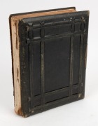 A rather dilapidated leather-bound photo album with colour lithographic title page and decorations, containing a very diverse range of cartes-de-visite - Australian, English studios, famous people - writers, performers, royalty, African-American subjects - 4