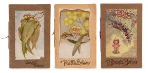 MAY GIBBS ORIGINALS: "Boronia Babies", "Gum-Nut Babies" and "Wattle Babies", 1920s soft-cover editions, (3).