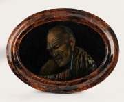 Two vintage New Zealand Maori oval portrait paintings on black velvet, one titled "The Wahine, New Zealand", 33 x 50cm each - 2