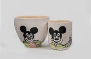 SEATON GRANT "Mickey Mouse" beaker and bowl, incised "Seaton Grant", 7.5cm and 8.5cm high