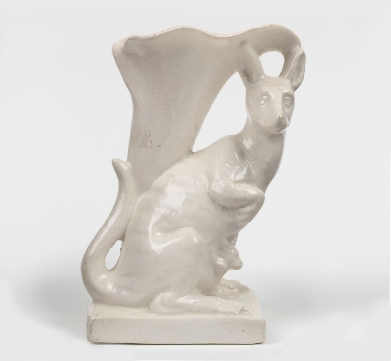 FOWLER (attributed) white porcelain kangaroo vase, 16cm high