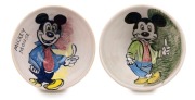 SEATON GRANT "Mickey Mouse" pair of mid-century hand-painted pottery bowls, incised "Seaton Grant", the larger 7.5cm high, 14cm diameter - 2