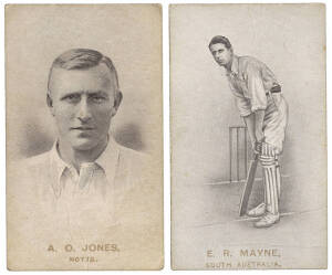 1911 Wills (Australia) "Australian & English Cricketers" (with "Havelock" on reverse), [9/59] & (with no brand on reverse/British American Tobacco) [3/59]. Condition varies (as usual), Poor/G. Scarce.