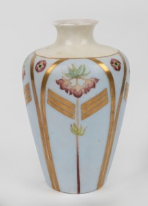 A. WOODS hand-painted porcelain vase with gilt decoration on Rosenthal German blank, signed "A. Wood, 1913", 18cm high