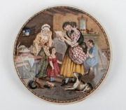 PRATT WARE antique English pot lid titled "A Letter From the Diggings", mid 19th century, 10.5cm diameter