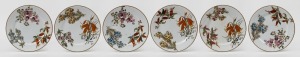 WEDGWOOD "Australian Flora" set of six antique English porcelain plates, Staffordshire England, circa 1880, impressed "WEDGWOOD", 21cm diameter