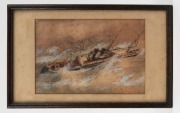 JANE LANE (N&Eacute;E MORGAN), (Ireland, Australia), (ship in stormy seas), watercolour and gouache, bearing inscription verso "This painting was done&hellip; [words obscured by paper tape] in 1880 or 1882 while staying with her nephew Dr Morgan Martin of 32 College St