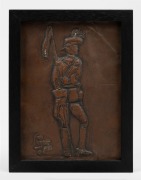[BOER WAR} GEORGE COLLINGRIDGE&nbsp;framed repousse copper plaque titled "N.S.W. Lancer, 1900", signed with monogram "G.C.", 23 x 17cm overall
