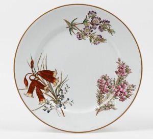 WEDGWOOD "Australian Flora" antique English porcelain plate, Staffordshire England, circa 1880, impressed "WEDGWOOD", 26cm diameter