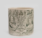 THE CORONATION OF KING EDWARD VII AND H. M. QUEEN ALEXANDRA, JUNE 26, 1902&nbsp;transfer pattern mug emblazoned with royal portraits and a handsome vignette depicting The Melbourne Exhibition Building, titled "Federation Parliament House, Melbourne" plus a shi