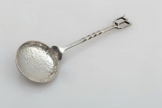 SARGISON of HOBART Australian silver Arts & Crafts spoon with twisted stem and hand-beaten finish, circa 1920s, stamped "SARGISON SILVER", 11.5cm long