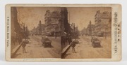 HART'S AUSTRALIAN STEREOSCOPIC VIEWS. Three examples, with paper labels verso (and later annotations in another hand): I.) "River Yarra", II.) "Port Melbourne", III.) "Collins St.", circa 1890s; each pair of images laid down on an original Hart's card (88