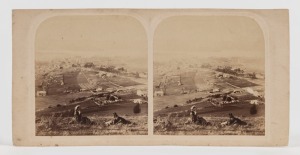 MORTON ALLPORT (1830-1878), two stereoview cards of TASMANIA. Albumen paper photographs in stereoscope format, both from The Stereoscopic Magazine, July 1862, one being "Fern Trees, Near Hobart Town" (with arched tops); the other, a view of Hobart Town. (2).
