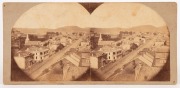 TASMANIAN STEREOVIEW CARDS: Unknown Photographers, circa 1865-70, "Hobart Town from the Hampden Road", "Hobart Town from the top of St. Davids", and "Hobart Town, Tasmania" annotated in ink to verso of all cards; each approx. 82 x 173mm. (3). - 2