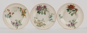 WEDGWOOD "Australian Flora" set of three antique English porcelain bowls, Staffordshire England, circa 1880, impressed "WEDGWOOD", 24.5cm diameter