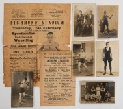 [OLD-TIME BOXERS]. An album containing a collection of real-photo type publicity shots, mainly 1900s-1920s; Australian, English, American and European fighters noted. Mixed condition. (approx. 80).&nbsp;