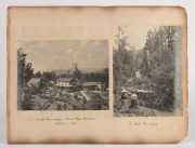 J.W. LINDT, and others; group of five photographs laid down on both sides of a large album leaf; all are annotated: "Victorian Aboriginals, an ex chief and wife", "Gracedale House, Healesville", "Fernshaw, Maroondah River Rapids", "The Nest, Hermitage" an - 2