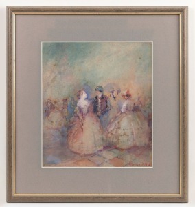 FLORENCE TURNER BLAKE (MOFFLIN) (1873-1959), untitled standing figures, watercolour, signed lower right "Florence Blake", ​​​​​​​27 x 24cm, 42 x 39cm overall