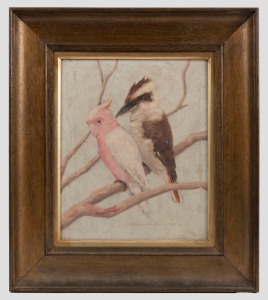 ALVAH EARLINGTON ROSEBRAY (1880-1913), kookaburra and galah, oil on board, signed lower right "A. Earlington Rosebray", 28 x 23cm, 43 x 38cm overall