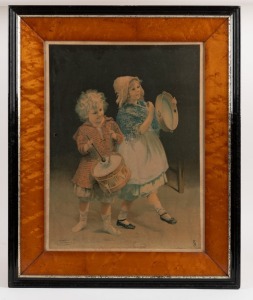 Sydney "THE TOWN & COUNTRY JOURNAL" December 1886, antique coloured lithograph, printed by G. MURRAY & CO. LITHO. 91 CLARENCE ST. SYDNEY, housed in a fine birds-eye maple frame with ebonized trim, 68 x 55cm overall